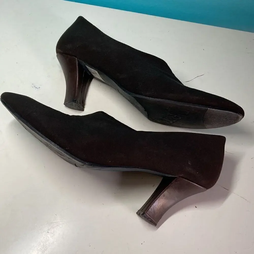 Thierry Rabotin Brown 39.5 Microfiber over Leather 2” Heels